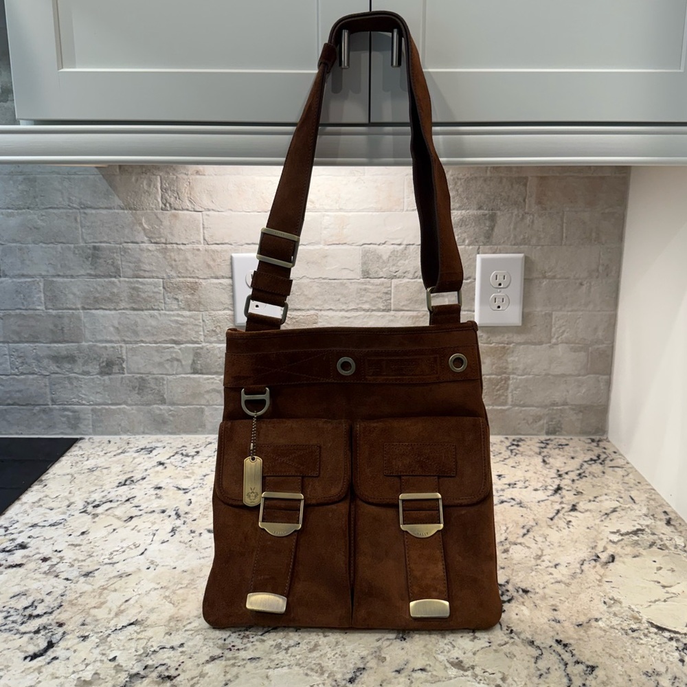 Bally EUC Rare Vintage Switzerland Brown Suede Messenger Tote Bag
